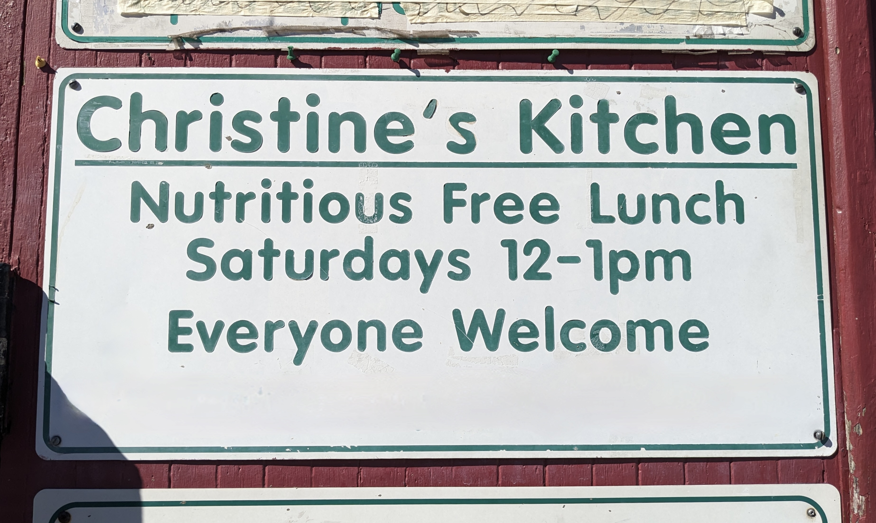 A sign of Christine's Kitchen
